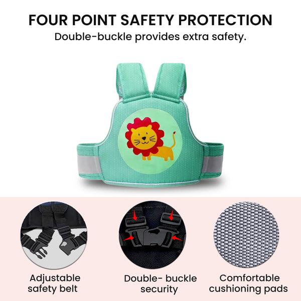 Baby Safety Travel Belt, Two Wheeler Baby Carrier for Kids Green Color  (Lion)
