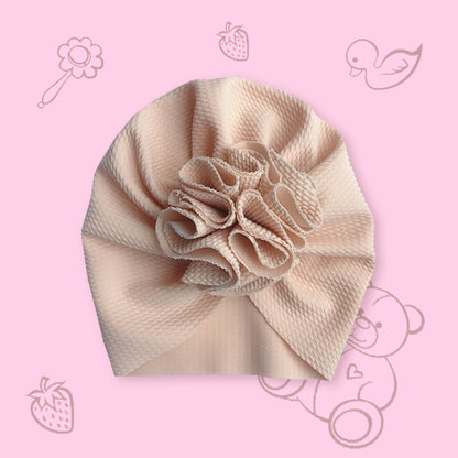 Polka Tots Solid Flower Headband Cap - Beige