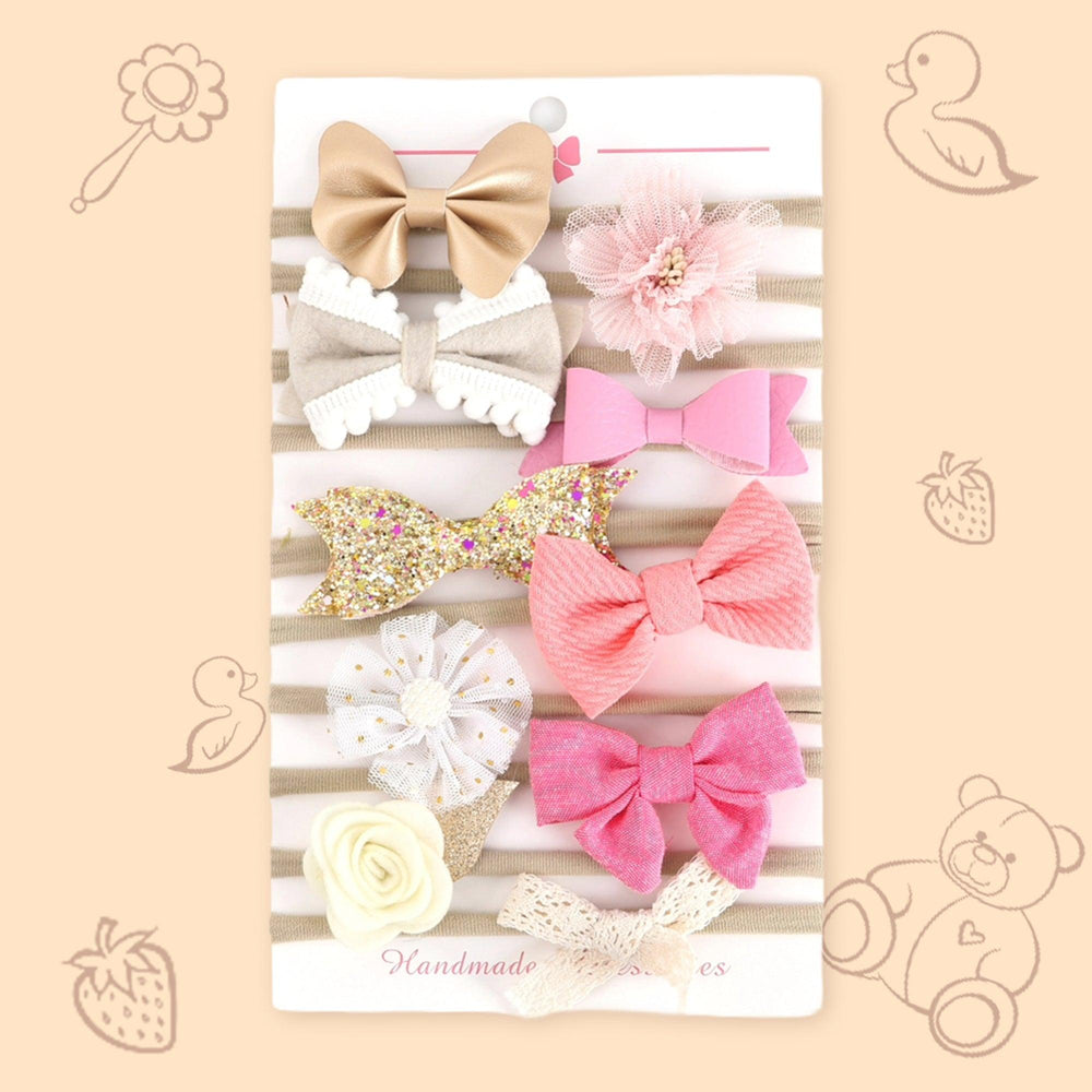 Polka Tots Pack of 10 Floral and Bow Headbands Set - Multicolor