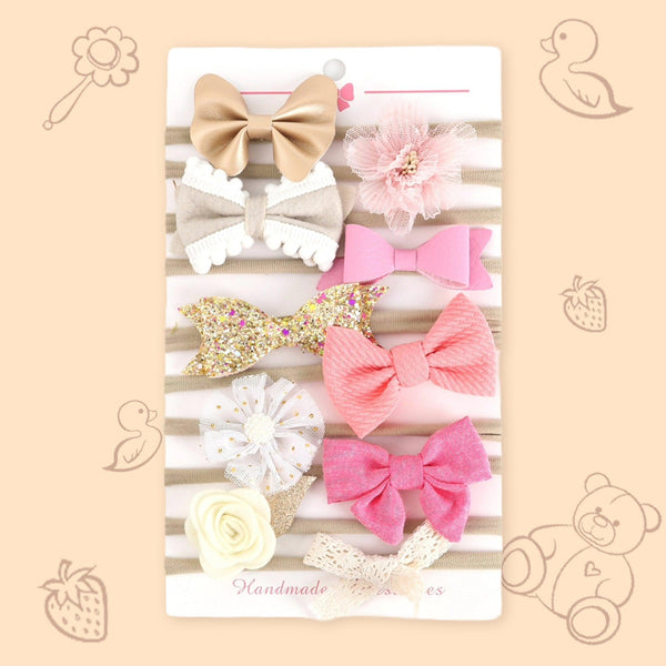 Polka Tots Pack of 10 Floral and Bow Headbands Set - Multicolor