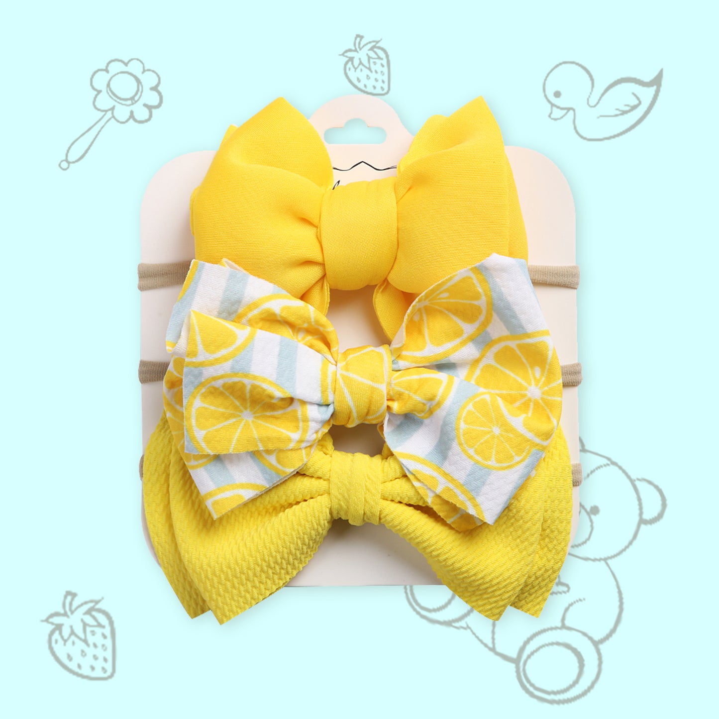 Polka Tots Lemon Bow Headband Set - Yellow