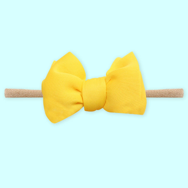 Polka Tots Pack of 3 Solid and Lemon Print Bow Headband Set  - Yellow