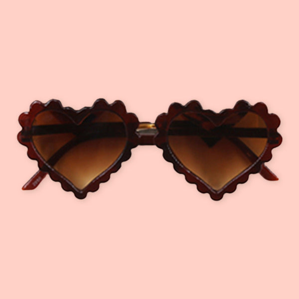 Polka Tots Baby Girls Leopard Print Bow Headband with Heart Shaped Sunglasses Set  - Brown