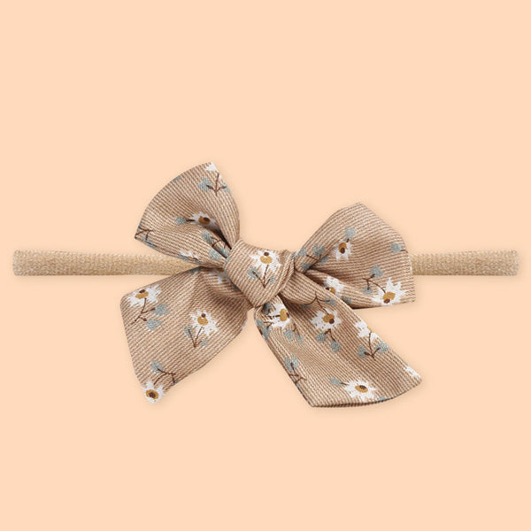 Polka Tots Pack of 5 Floral and Bow Headbands Set - Brown Theme