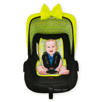 5 in 1 Multipurpose Baby Car Seat Newborn Carrycot with Fancy Bow Tie (Green)