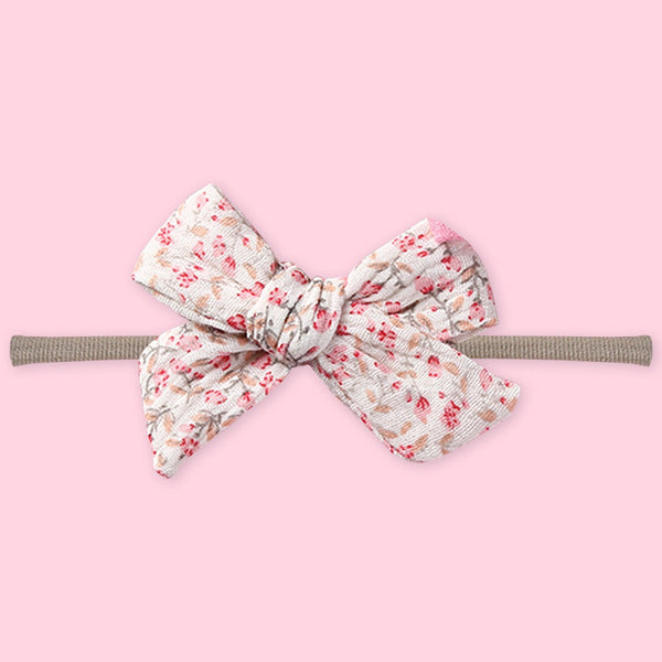 Polka Tots Baby Girl Set of 2 Floral Bow Headbands with Bib Set - Pink
