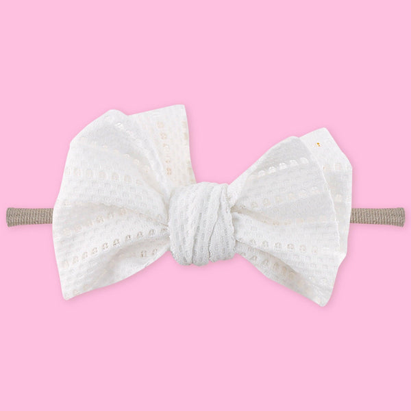 Polka Tots Baby Girls Schiffli Embroidered Bow Headband & Floral Sunglasses Set - White