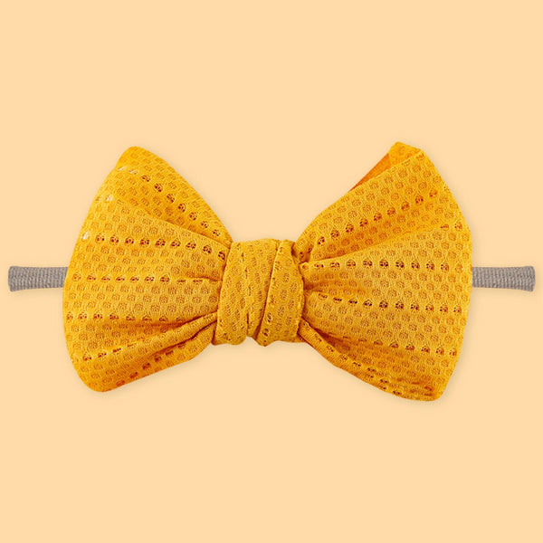 Polka Tots Baby Girls Schiffli Embroidered Bow Headband & Floral Sunglasses Set – Orange