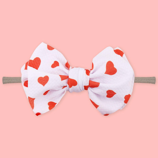 Polka Tots Baby Girls Heart Print Bow Headband with Heart Shaped Sunglasses Set  - Red