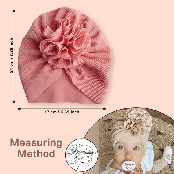 Polka Tots Baby Girls Cotton Knit Solid Flower Headband Cap - Pink