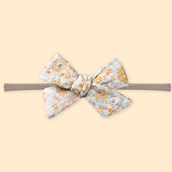 Polka Tots Baby Girl Set of 2 Floral Bow Headbands with Bib Set - Orange