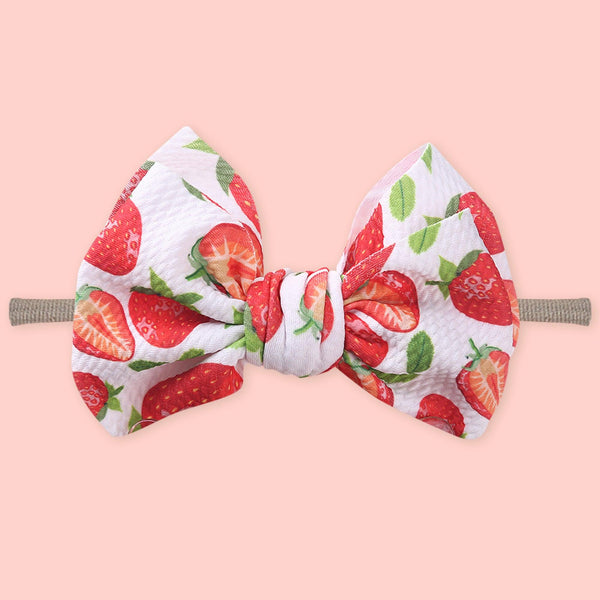 Polka Tots Baby Girls Strawberry Print Bow Headband with Flower Shaped Sunglasses Set - Red