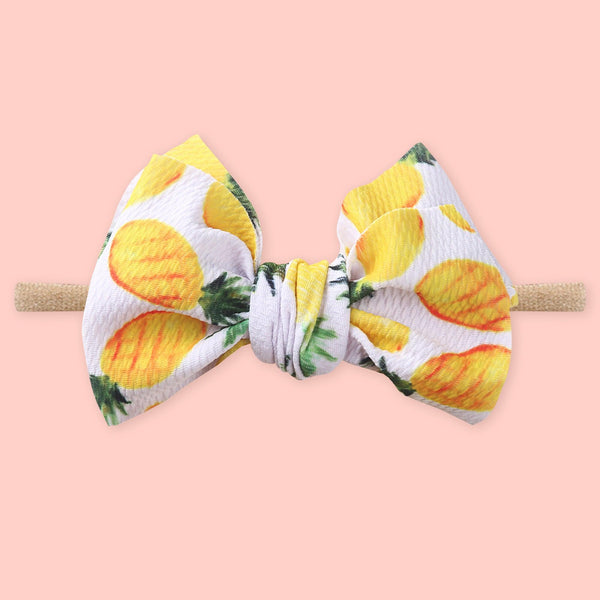 Polka Tots Baby Girls Pineapple Print Bow Headband with Flower Shaped Sunglasses Set - Yellow