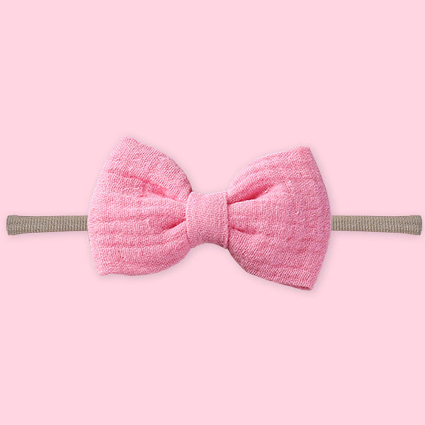 Polka Tots Baby Girl Set of 2 Floral Bow Headbands with Bib Set - Pink