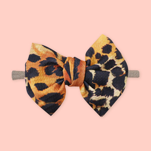 Polka Tots Baby Girls Leopard Print Bow Headband with Heart Shaped Sunglasses Set  - Brown