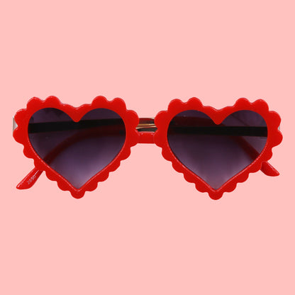 Polka Tots Free Size Heart Bow Headband & Sunglass Set - Red