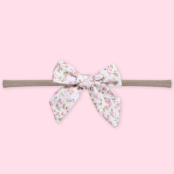 Polka Tots Set of 2 Floral Bow Headbands with Bib Set - White