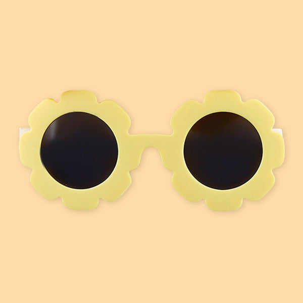 Polka Tots Baby Girls Bow Headband with Flower Shaped Sunglasses Set - Yellow