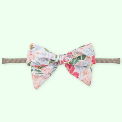 Polka Tots Floral Bow Headband with Bib Set - Pink