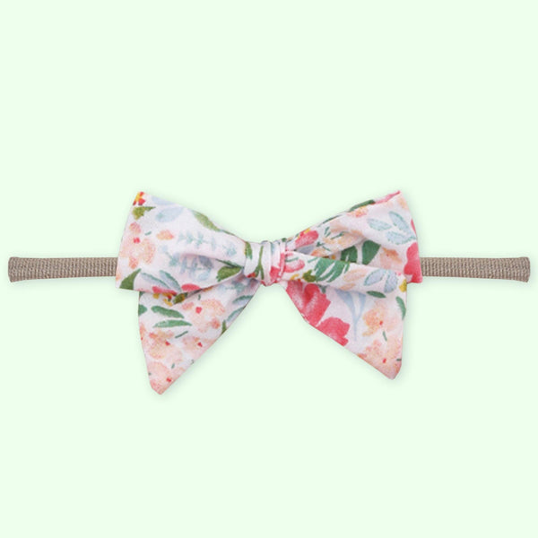 Polka Tots Set of 2 Floral Bow Headbands with Bib Set - Pink