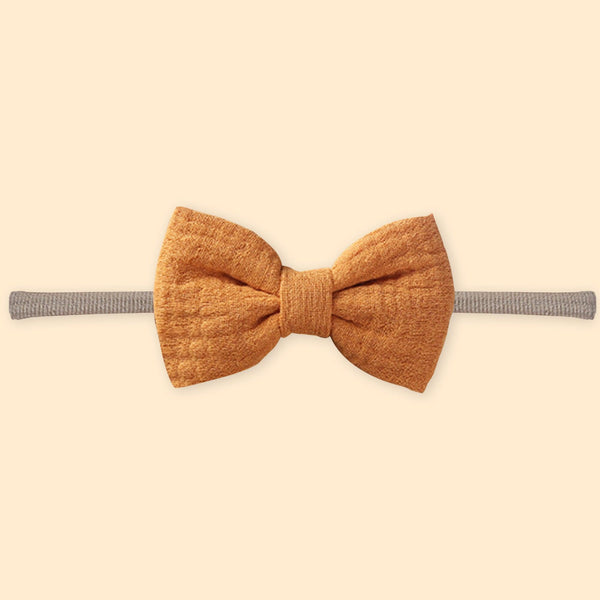 Polka Tots Baby Girl Set of 2 Floral Bow Headbands with Bib Set - Orange