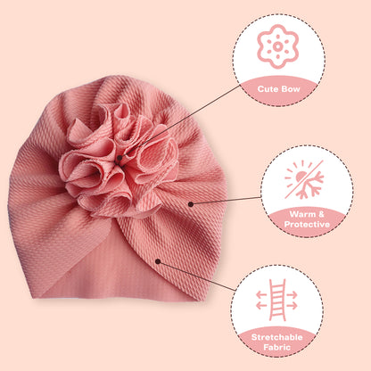 Polka Tots Solid Flower Headband Cap - Pink