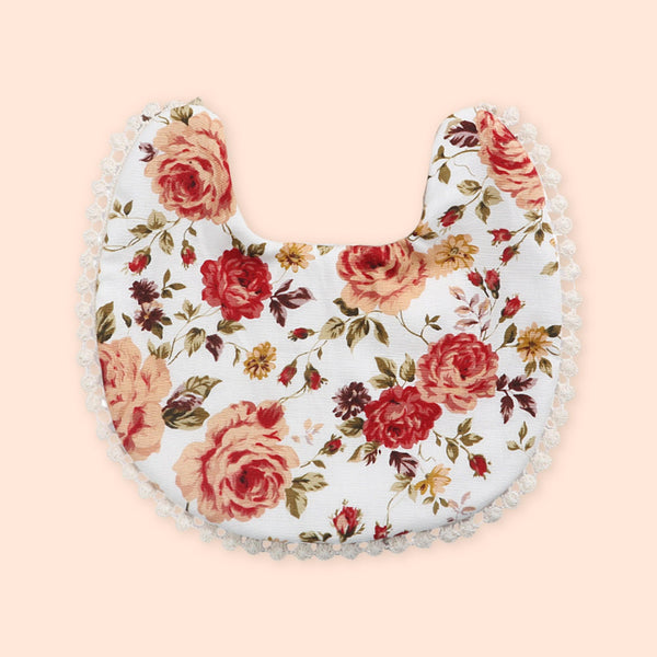 Polka Tots Set of 2 Floral Bow Headbands with Bib Set - White