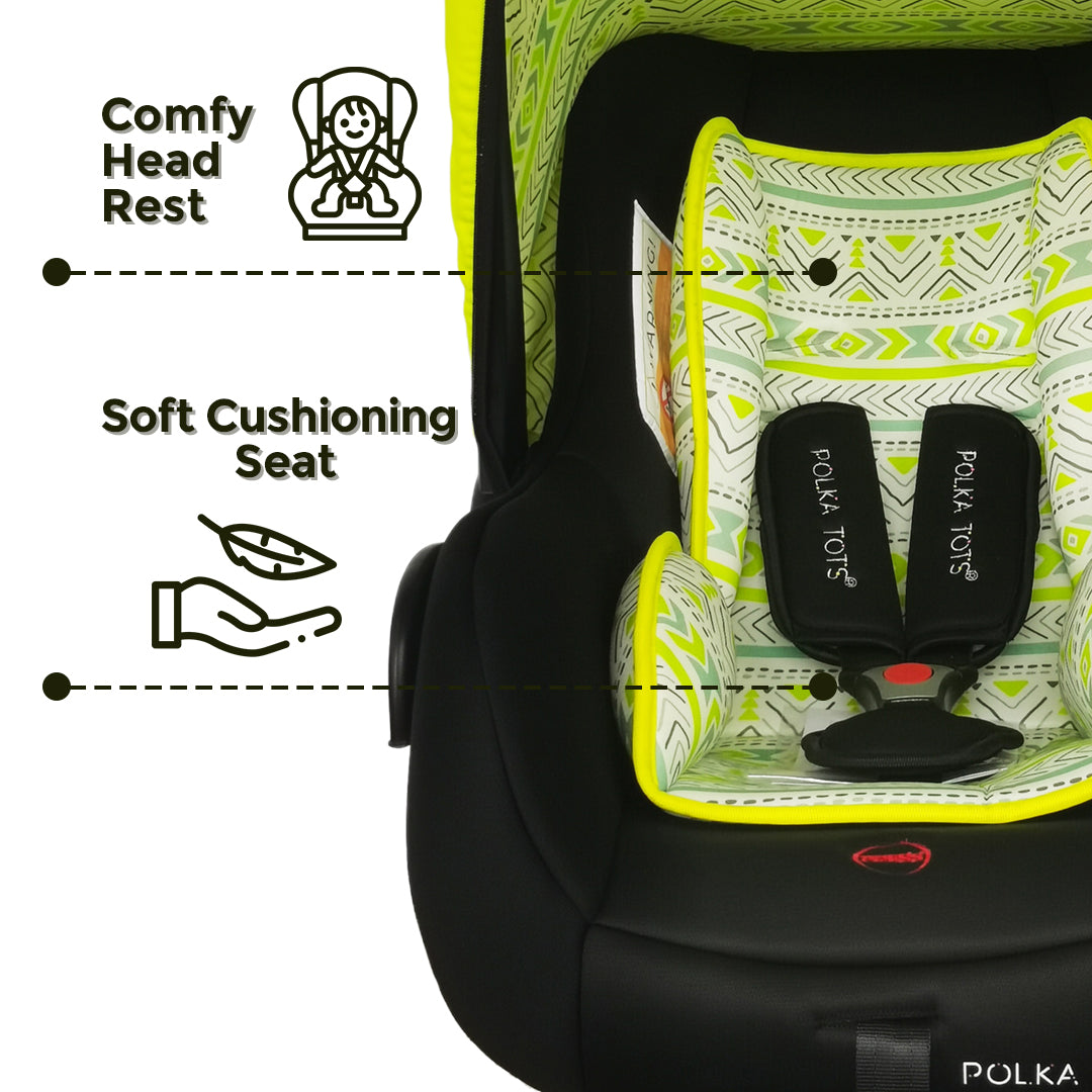 5 in 1 Multipurpose Baby Car Seat Newborn Carrycot with Fancy Bow Tie (Green)