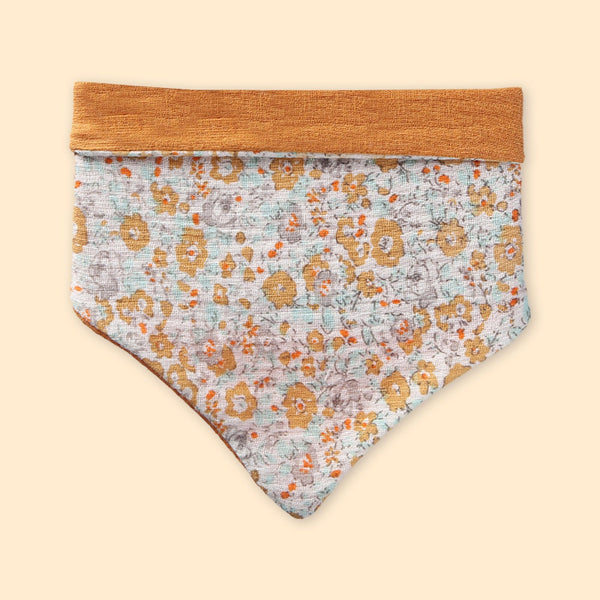 Polka Tots Baby Girl Set of 2 Floral Bow Headbands with Bib Set - Orange