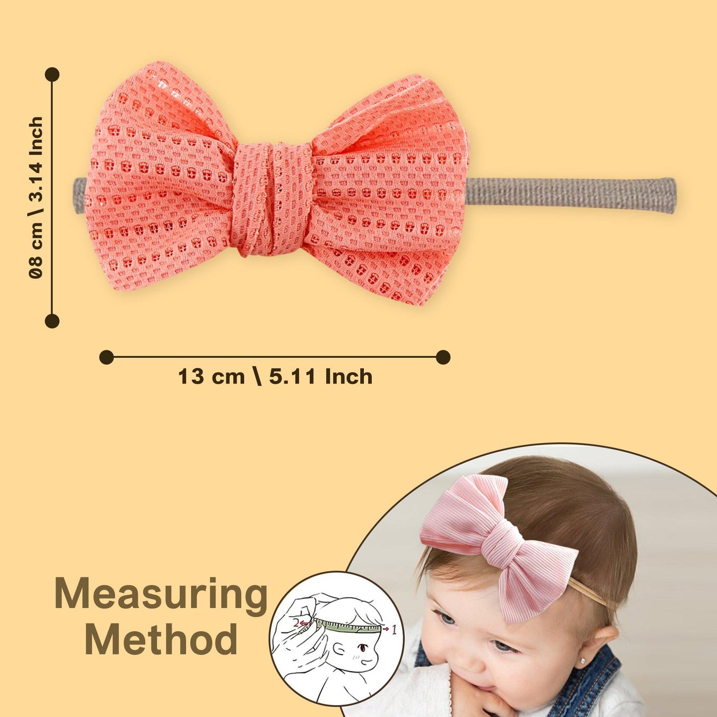 Polka Tots Free Size Bow Headband & Floral Sunglass Set - Peach