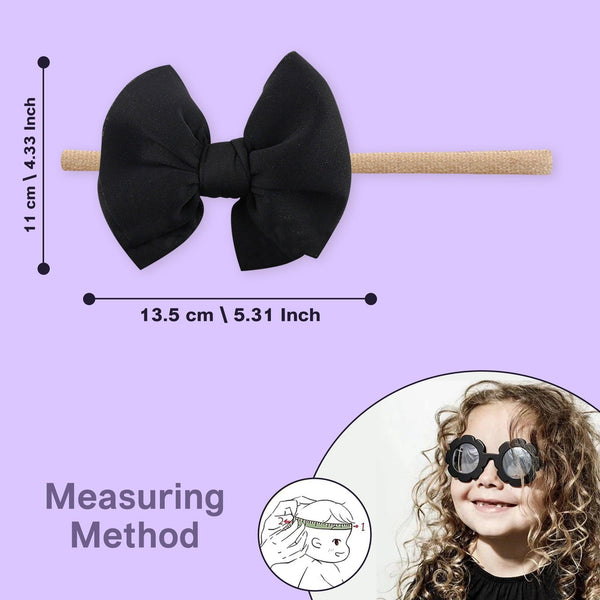 Polka Tots Baby Girls Bow Headband with Flower Shaped Sunglasses Set - Black