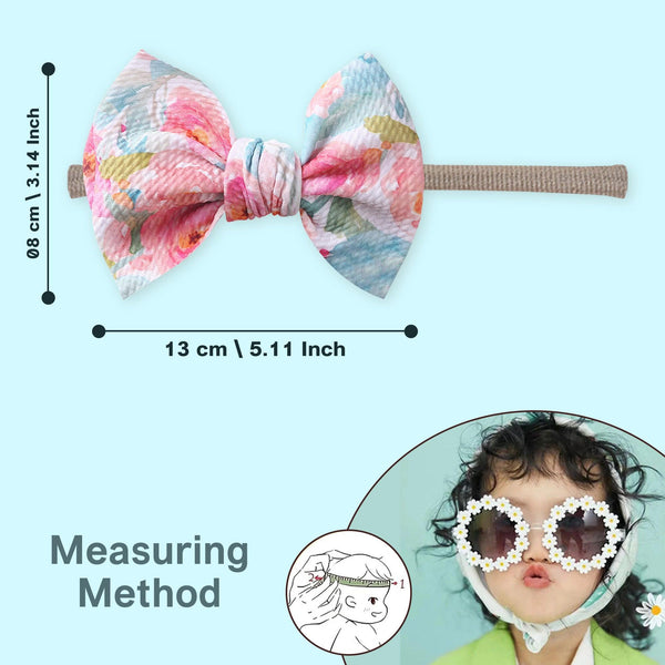 Polka Tots Baby Girls Floral Print Bow Headband with Flower Shaped Sunglasses Set - Multicolor
