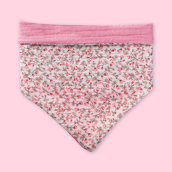 Polka Tots Baby Girl Set of 2 Floral Bow Headbands with Bib Set - Pink