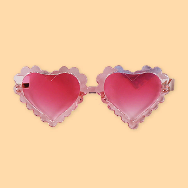 Polka Tots Baby Girls Rainbow Print Bow Headband with Heart Shaped Sunglasses Set – Pink