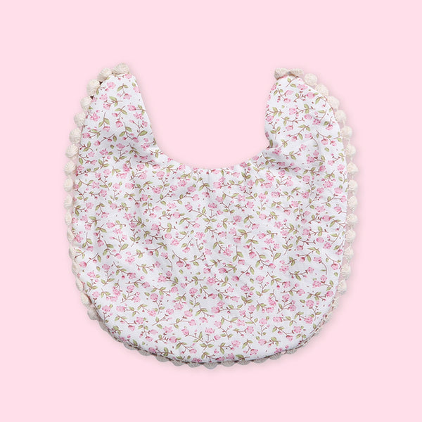 Polka Tots Set of 2 Floral Bow Headbands with Bib Set - White