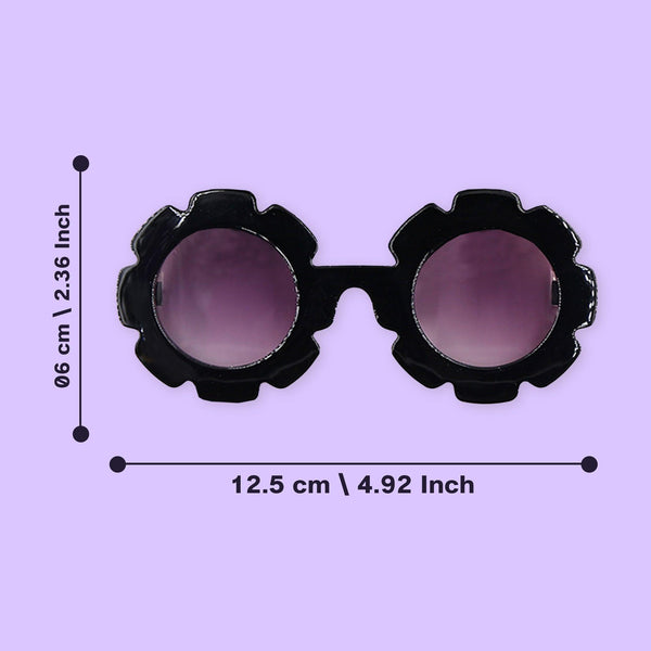 Polka Tots Baby Girls Bow Headband with Flower Shaped Sunglasses Set - Black