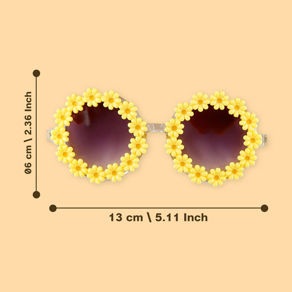 Polka Tots Baby Girls Schiffli Embroidered Bow Headband & Floral Sunglasses Set – Orange