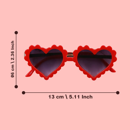 Polka Tots Free Size Heart Bow Headband & Sunglass Set - Red