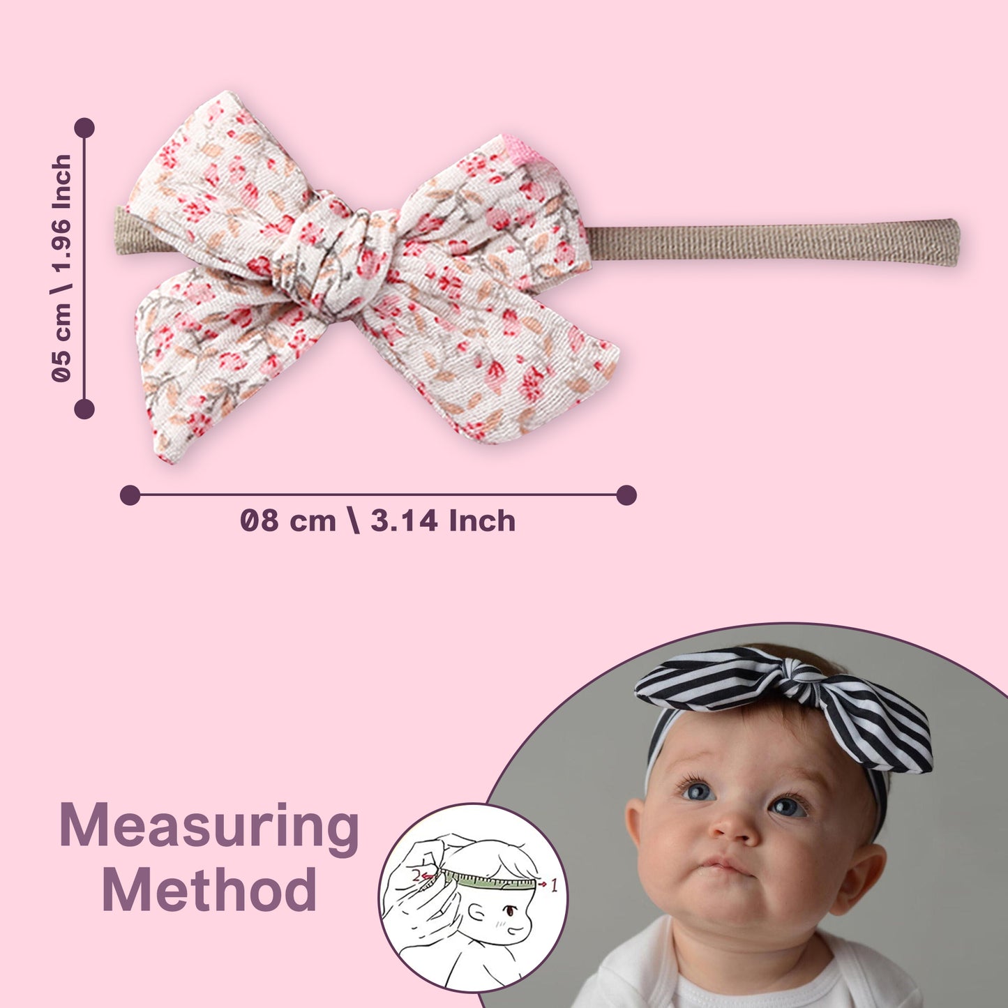 Polka Tots Floral Bow Headbands with Bib Set - Pink