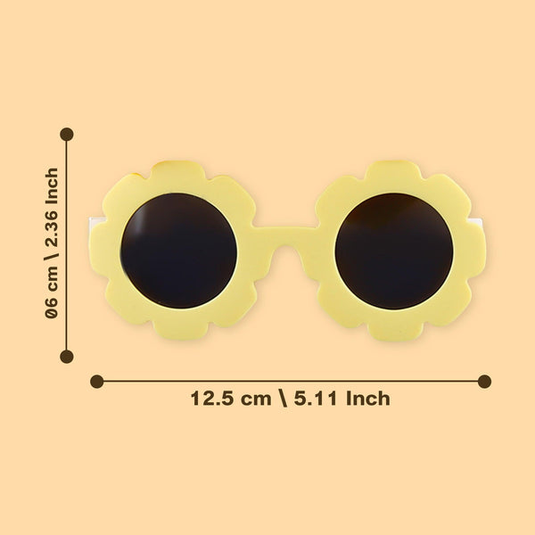 Polka Tots Baby Girls Bow Headband with Flower Shaped Sunglasses Set - Yellow