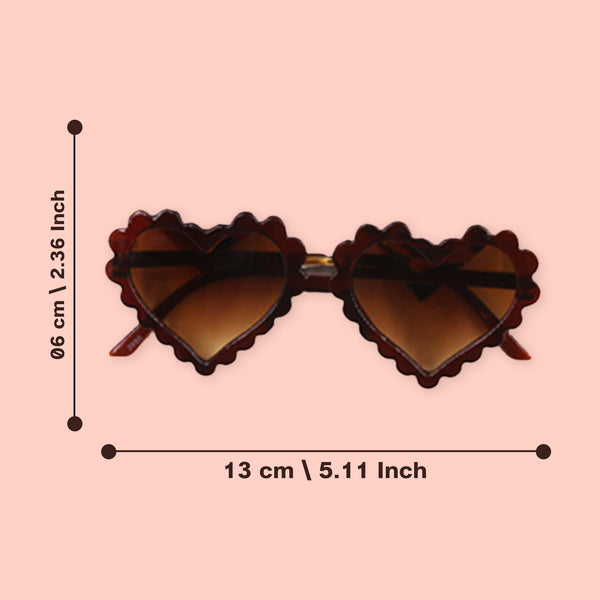 Polka Tots Baby Girls Leopard Print Bow Headband with Heart Shaped Sunglasses Set  - Brown