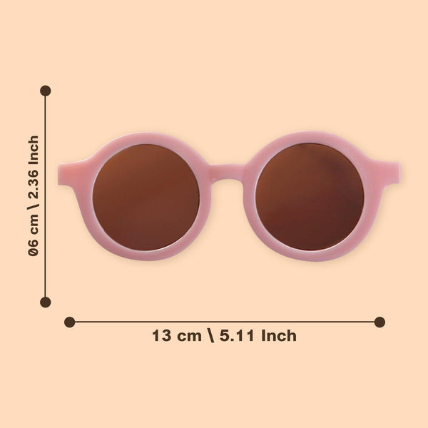 Polka Tots Baby Girls Bow Headband and Round Sunglasses Set with 5 Cute Embellishments - Baby Pink