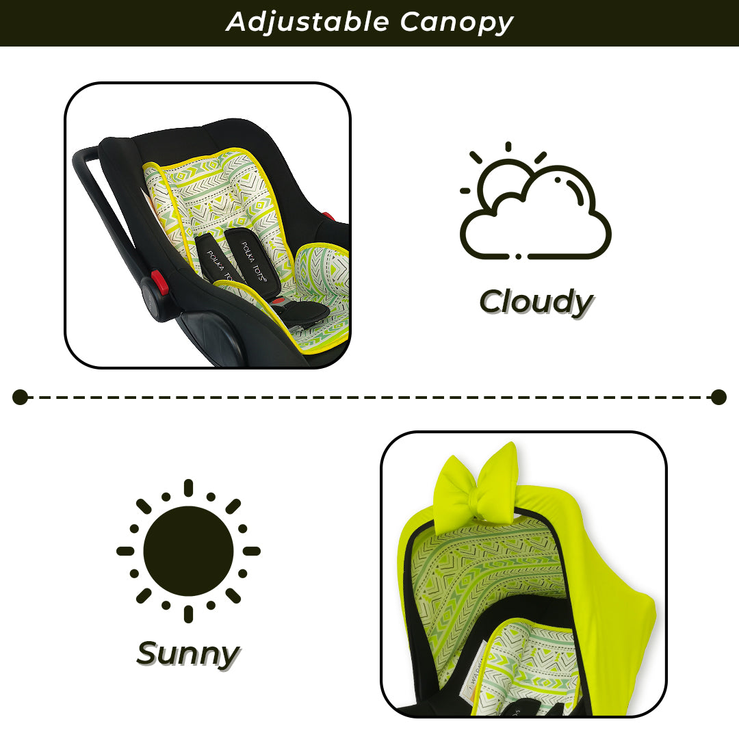 5 in 1 Multipurpose Baby Car Seat Newborn Carrycot with Fancy Bow Tie (Green)