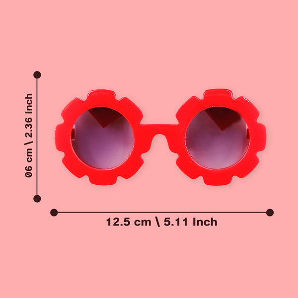 Polka Tots Baby Girls Bow Headband with Flower Shaped Sunglasses Set - Red