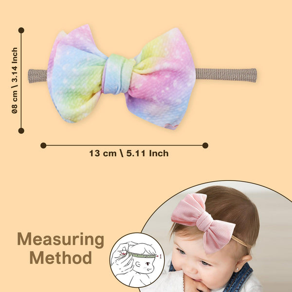 Polka Tots Baby Girls Rainbow Print Bow Headband with Heart Shaped Sunglasses Set – Pink