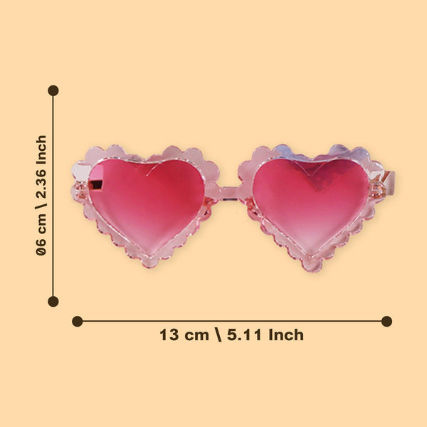 Polka Tots Baby Girls Rainbow Print Bow Headband with Heart Shaped Sunglasses Set – Pink