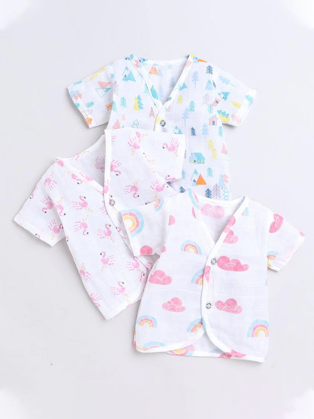 Polka Tots Soft Cotton Pack of 3 Half Sleeves Baby Jhablas