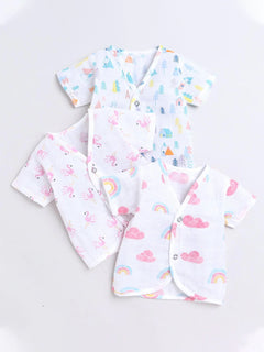 Polka Tots Soft Cotton Pack of 3 Half Sleeves Baby Jhablas