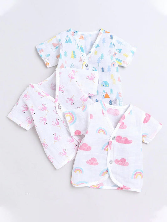 Polka Tots Soft Cotton Pack of 3 Half Sleeves Baby Jhablas
