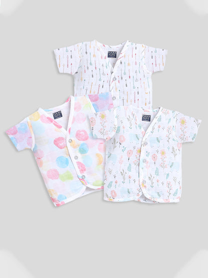 Polka Tots Soft Cotton Pack of 3 Half Sleeves Baby Jhablas